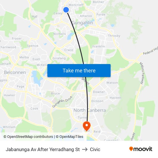 Jabanunga Av After Yerradhang St to Civic map