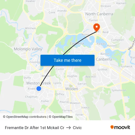 Fremantle Dr After 1st Mckail Cr to Civic map