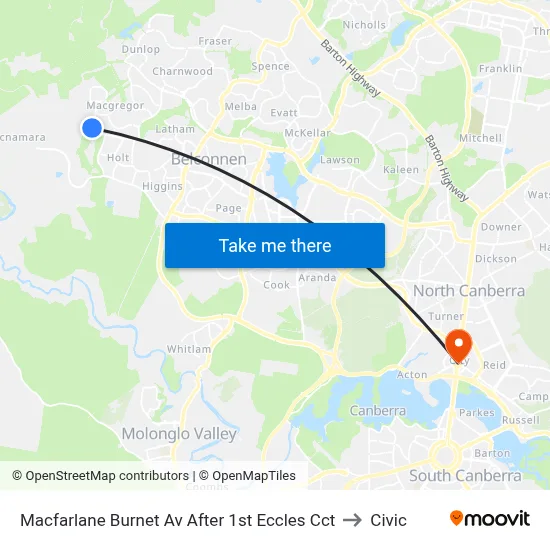 Macfarlane Burnet Av After 1st Eccles Cct to Civic map