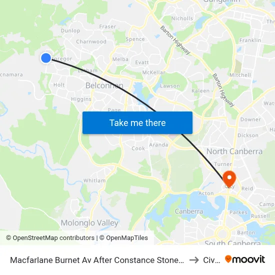 Macfarlane Burnet Av After Constance Stone St to Civic map
