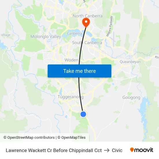 Lawrence Wackett Cr Before Chippindall Cct to Civic map