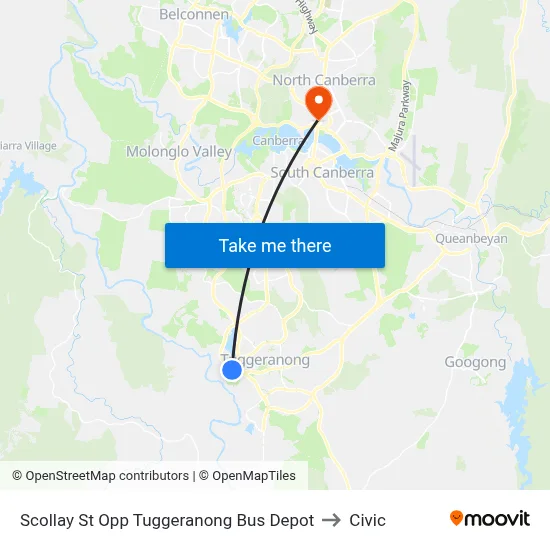 Scollay St Opp Tuggeranong Bus Depot to Civic map