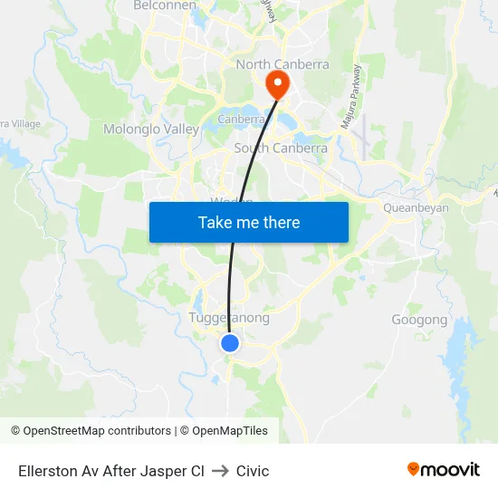 Ellerston Av After Jasper Cl to Civic map