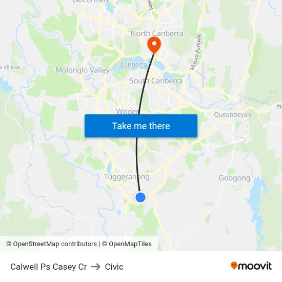 Calwell Ps Casey Cr to Civic map