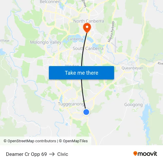 Deamer Cr Opp 69 to Civic map