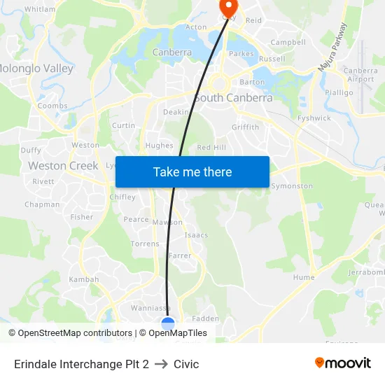 Erindale Interchange Plt 2 to Civic map