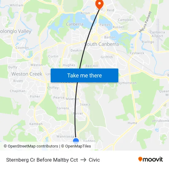 Sternberg Cr Before Maltby Cct to Civic map