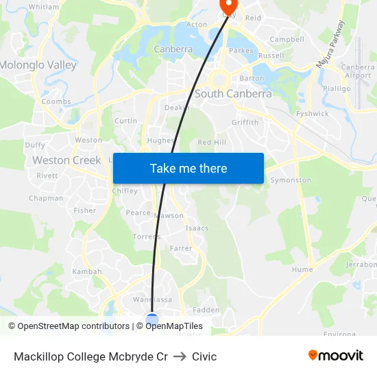 Mackillop College Mcbryde Cr to Civic map