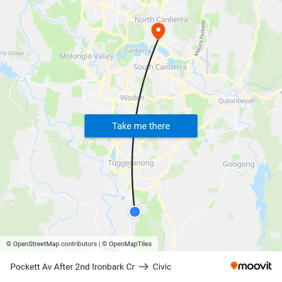 Pockett Av After 2nd Ironbark Cr to Civic map