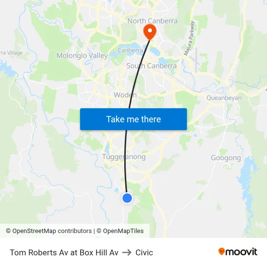 Tom Roberts Av at Box Hill Av to Civic map