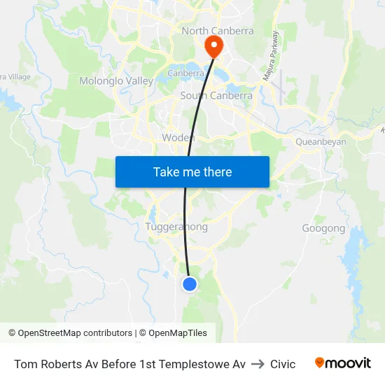 Tom Roberts Av Before 1st Templestowe Av to Civic map