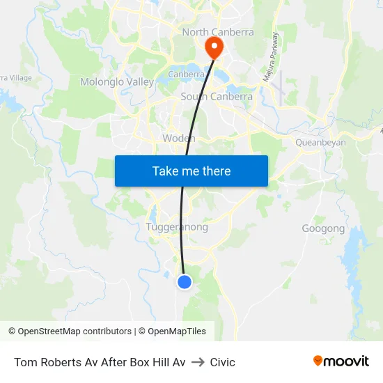 Tom Roberts Av After Box Hill Av to Civic map