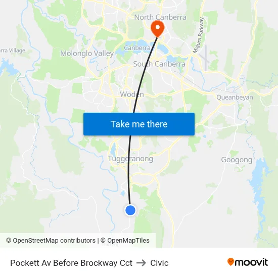 Pockett Av Before Brockway Cct to Civic map