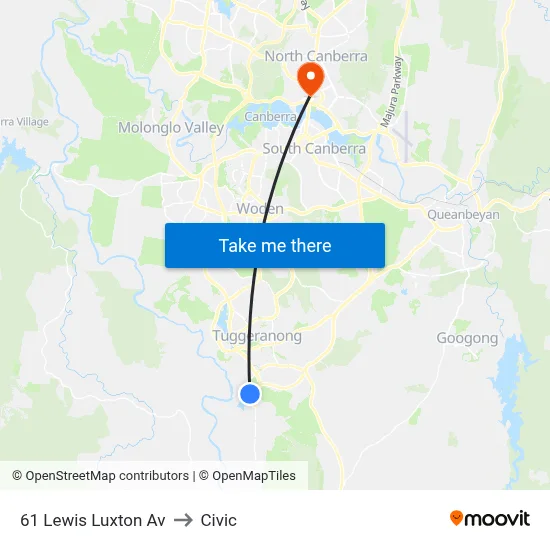 61 Lewis Luxton Av to Civic map