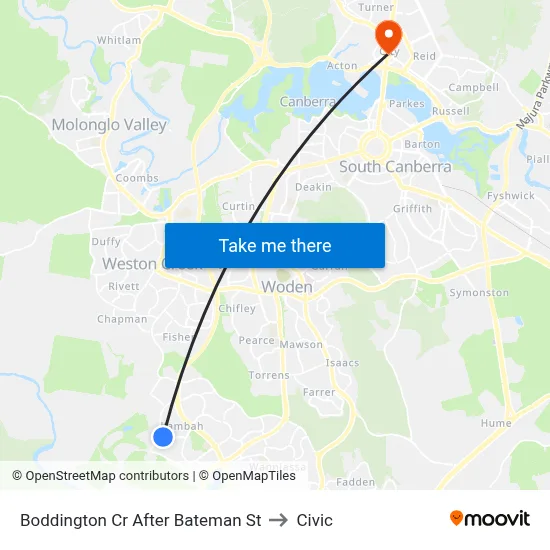 Boddington Cr After Bateman St to Civic map