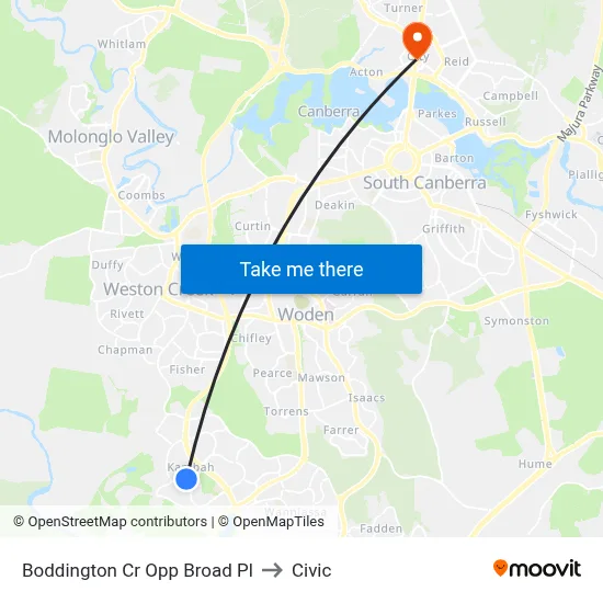 Boddington Cr Opp Broad Pl to Civic map