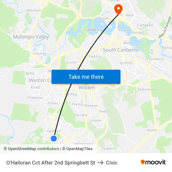 O'Halloran Cct After 2nd Springbett St to Civic map
