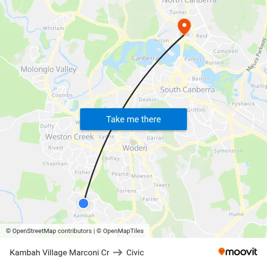 Kambah Village Marconi Cr to Civic map