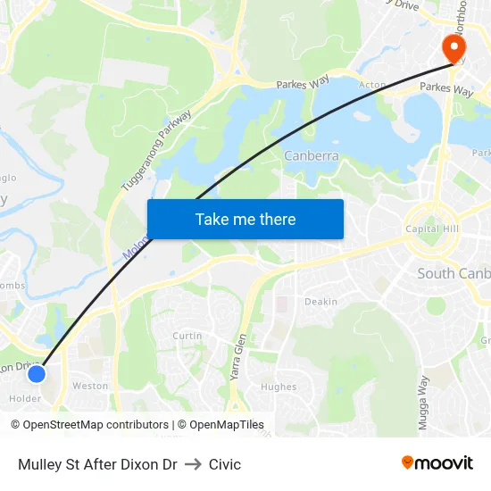 Mulley St After Dixon Dr to Civic map