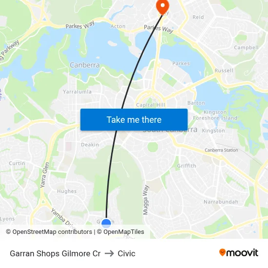 Garran Shops Gilmore Cr to Civic map