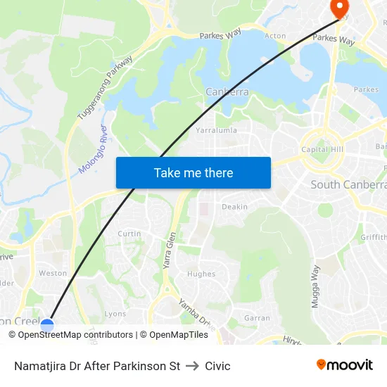 Namatjira Dr After Parkinson St to Civic map