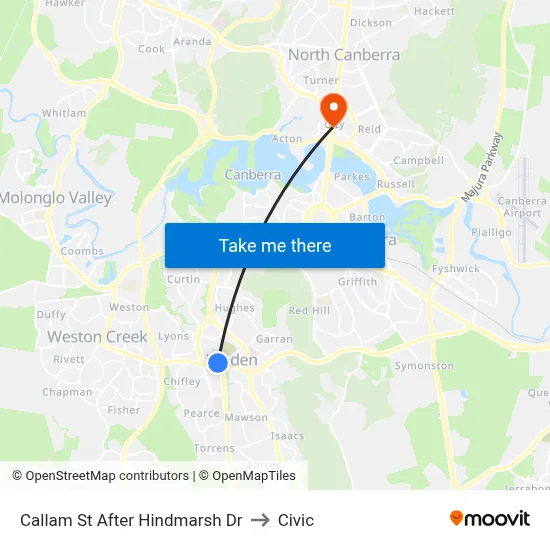 Callam St After Hindmarsh Dr to Civic map