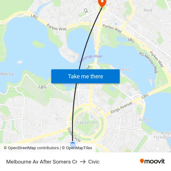 Melbourne Av After Somers Cr to Civic map