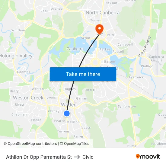 Athllon Dr Opp Parramatta St to Civic map
