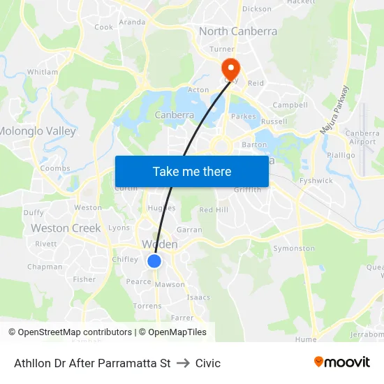 Athllon Dr After Parramatta St to Civic map
