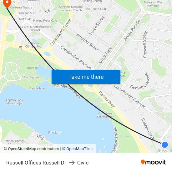 Russell Offices Russell Dr to Civic map
