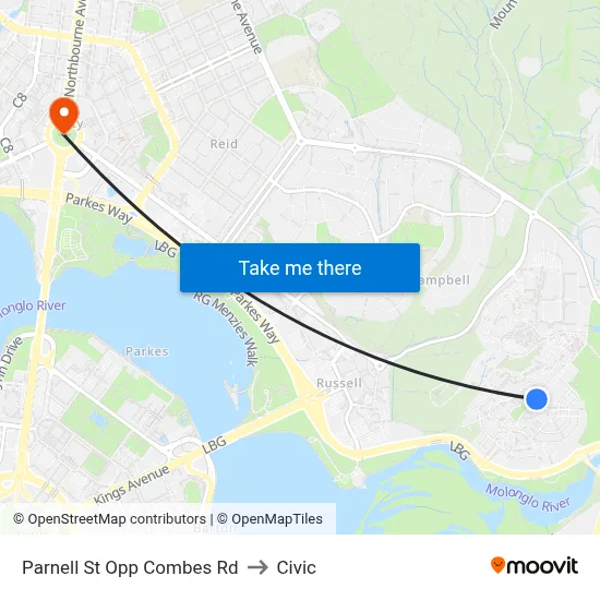 Parnell St Opp Combes Rd to Civic map