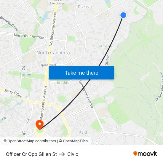 Officer Cr Opp Gillen St to Civic map