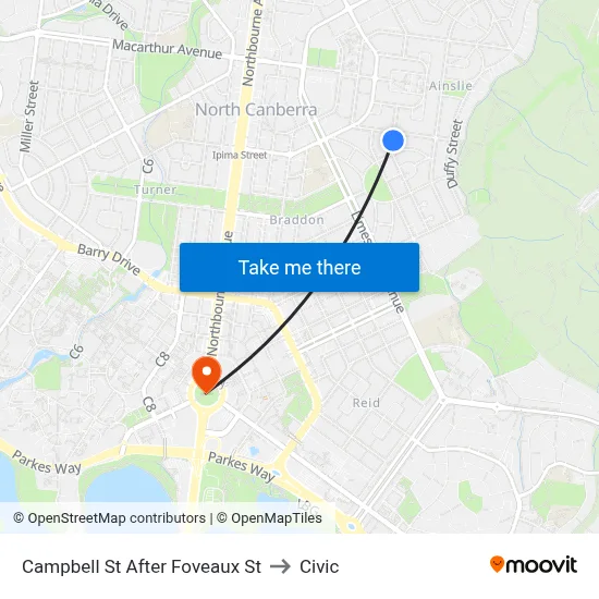Campbell St After Foveaux St to Civic map