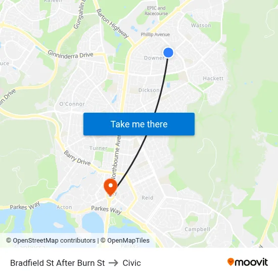 Bradfield St After Burn St to Civic map