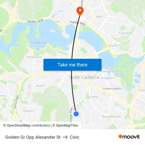 Golden Gr Opp Alexander St to Civic map