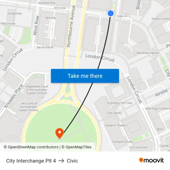 City Interchange Plt 4 to Civic map