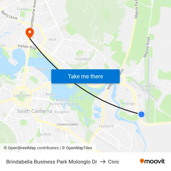 Brindabella Business Park Molonglo Dr to Civic map