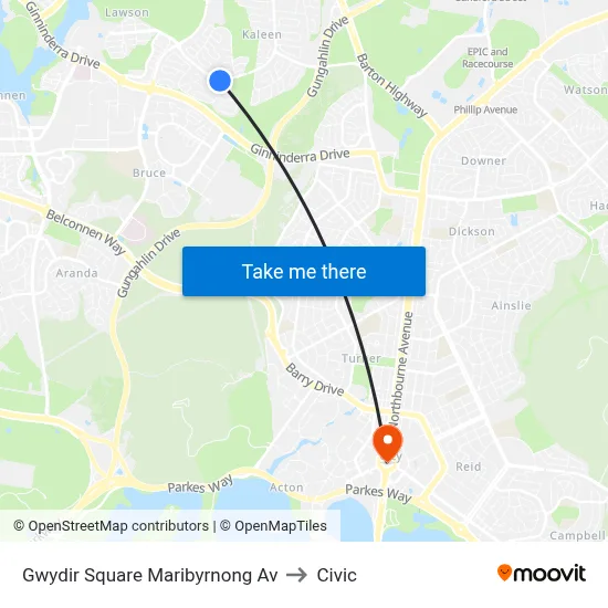 Gwydir Square Maribyrnong Av to Civic map