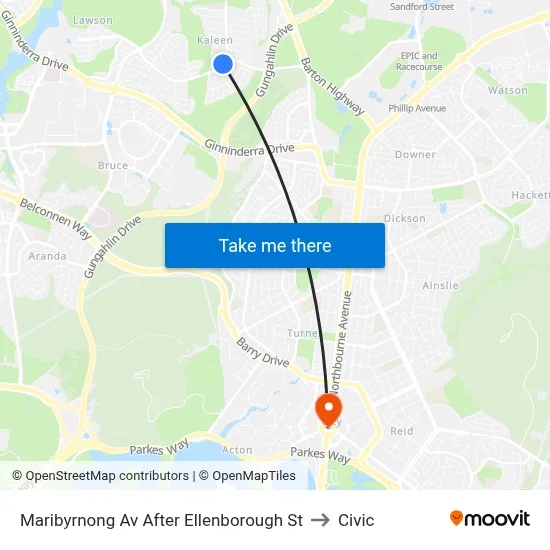 Maribyrnong Av After Ellenborough St to Civic map