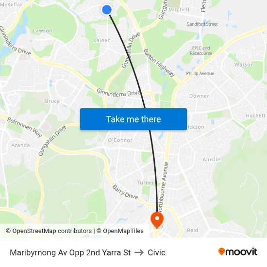 Maribyrnong Av Opp 2nd Yarra St to Civic map