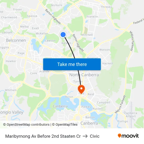 Maribyrnong Av Before 2nd Staaten Cr to Civic map