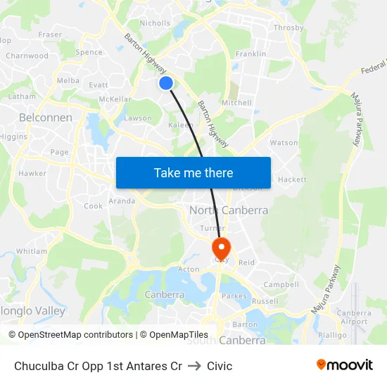 Chuculba Cr Opp 1st Antares Cr to Civic map