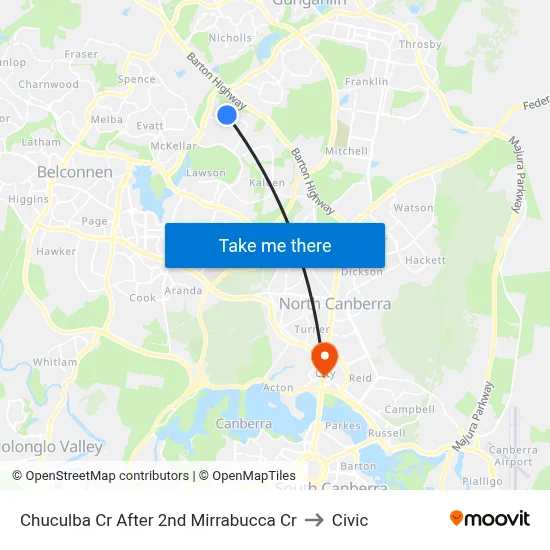 Chuculba Cr After 2nd Mirrabucca Cr to Civic map