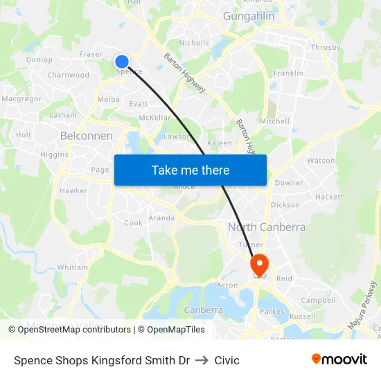Spence Shops Kingsford Smith Dr to Civic map