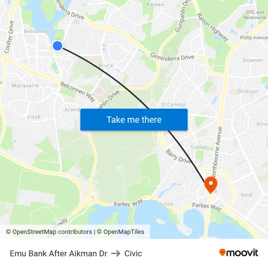 Emu Bank After Aikman Dr to Civic map