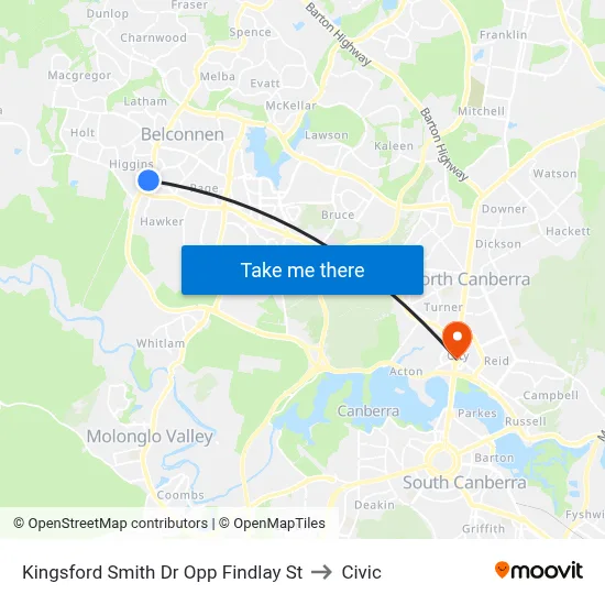 Kingsford Smith Dr Opp Findlay St to Civic map