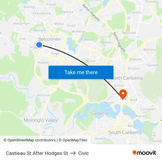 Castieau St After Hodges St to Civic map