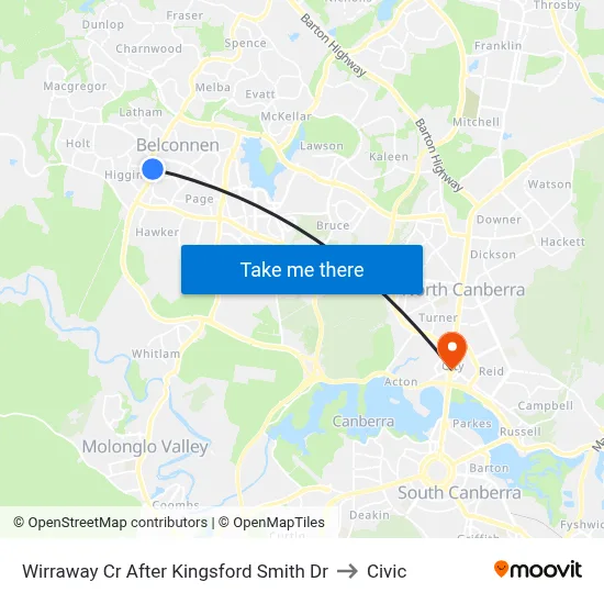 Wirraway Cr After Kingsford Smith Dr to Civic map