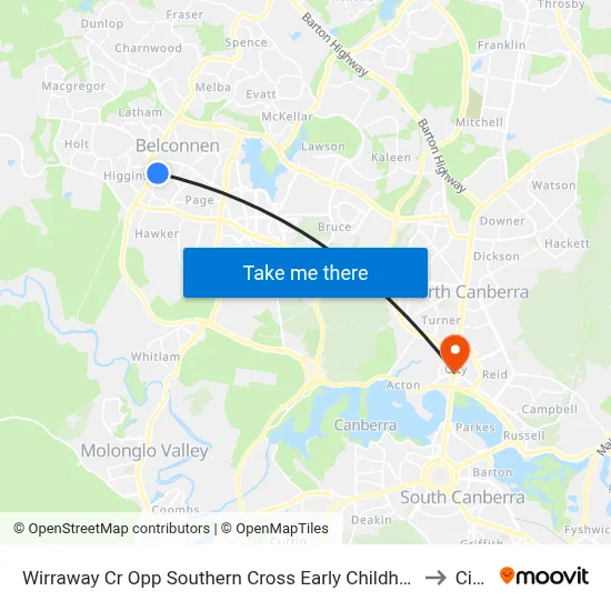 Wirraway Cr Opp Southern Cross Early Childhood Sch to Civic map