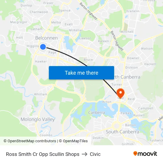Ross Smith Cr Opp Scullin Shops to Civic map